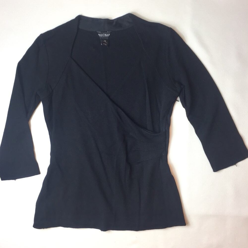White House Black Market Faux Wrap‎ 3/4 Sleeve Top, Sz XS NWOT